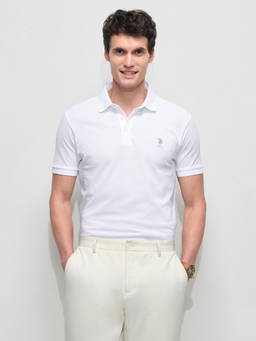 U.S. POLO ASSN. - Men White Solid Slim Fit Polo T-Shirt