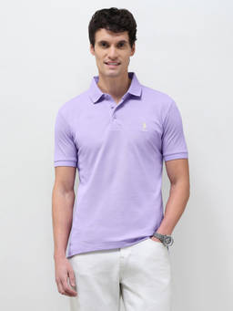 U.S. POLO ASSN. - Men Purple Solid Slim Fit Polo T-Shirt