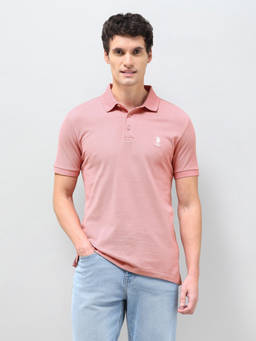 U.S. POLO ASSN. - Men Pink Solid Slim Fit Polo T-Shirt