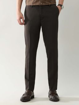 Arrow Newyork - Men Brown Slim Polyester Formal Trouser