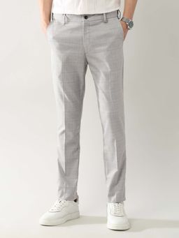 Arrow Newyork - Men Grey Slim Polyester Casual Trouser