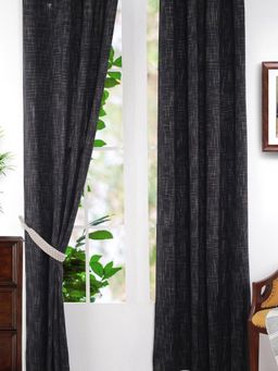 Maspar - Solid Viscose Long Curtain Set For Door (Pack of 2) 7.5 Feet