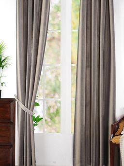 Maspar - Solid Polyester Long Curtain Set For Door (Pack of 2) 7.5 Feet