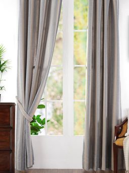 Maspar - Solid Polyester Long Curtain Set For Door (Pack of 2) 7.5 Feet