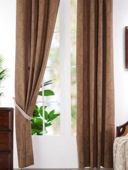 Maspar - Floral Print Cotton Long Curtain Set For Door (Pack of 2) 7.5 Feet