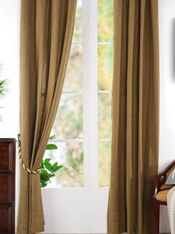 Maspar - Floral Print Cotton Long Curtain Set For Door (Pack of 2) 7.5 Feet