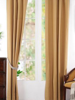 Maspar - Solid Cotton Long Curtain Set For Door (Pack of 2) 7.5 Feet