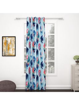 Story@Home - Bedspun Raga Aqua Blue Abstract Door Curtain 7 Feet