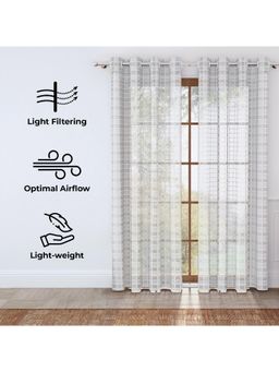 Story@Home - Polyester Door Curtains White, Checkered 7 Feet
