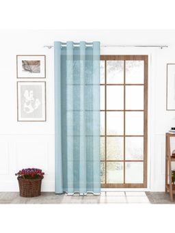 Story@Home - Polyester Door Curtains Bluish Grey, Leaf Pattern 7 Feet