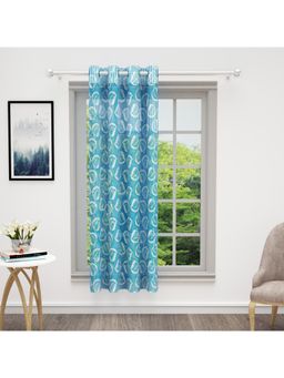 Story@Home - Bedspun Cosmo Sheer Blue Leaf Curtain