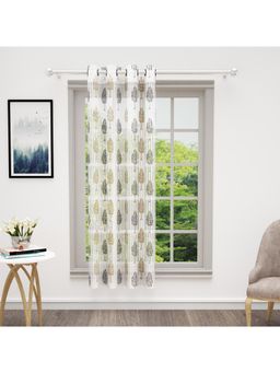 Story@Home - Bedspun Cosmo Sheer White & Brown Motif Curtain
