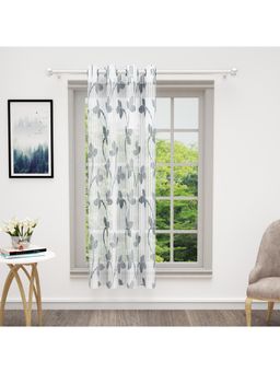 Story@Home - Bedspun Cosmo Sheer Grey & White Leaf Curtain