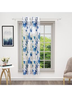 Story@Home - Bedspun Cosmo Sheer Blue & White Floral Curtain