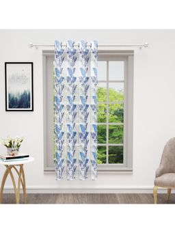 Story@Home - Bedspun Cosmo Sheer Blue & White Leaf Curtain