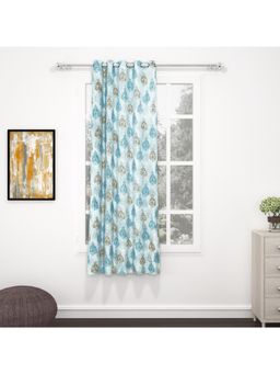 Story@Home - Bedspun Raga Mustard & Teal Motif Window Curtain 5 Feet