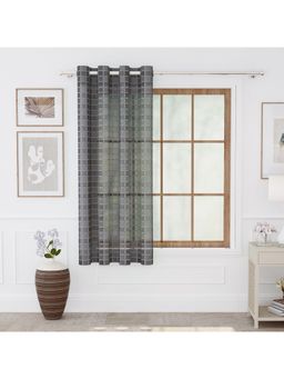 Story@Home - Serene Grey Checkered Curtain