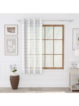 Story@Home - Polyester Window Curtains White, Checkered 5 Feet