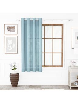 Story@Home - Polyester Window Curtains Bluish Grey, Leaf Pattern 5 Feet
