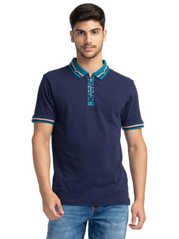 Being Human - Men Short Sleeve Regular Fit Polo T-Shirt Navy Blue
