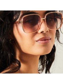 Accessorize London - Womens Pink Crystal Metal Square Sunglasses