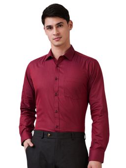 Park Avenue - Slim Fit Solid Dark Maroon Shirt