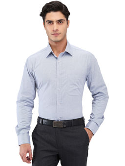 Raymond - Slim Fit Self Design Blue Shirt