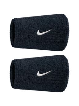 Nike - Unisex Black SWOOSH CLASSIC DOUBLEWIDE WRISTBANDS (Pack of 2)