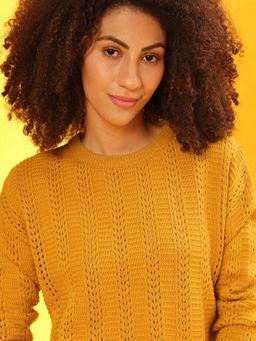 Campus Sutra - Mustard Women Solid Stylish Casual Sweaters