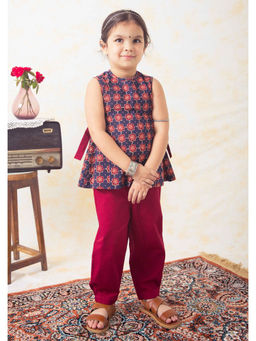 TIBER TABER - Girls Indie Print Cotton Top Pant Blue (Set of 2)