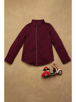 One Friday - Kids Boys Maroon Solid Shirt
