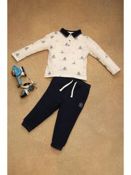 One Friday - Boys Printed Polo T-Shirt with Joggers (Set of 2)