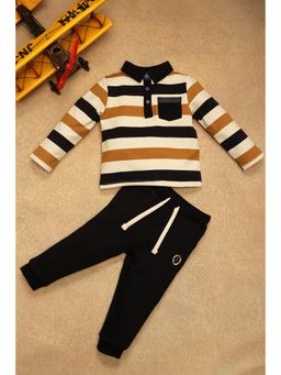 One Friday - Baby Boys Multi Stripes Polo T-Shirt and Joggers (Set of 2)