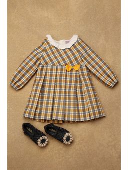 One Friday - Baby Girls Brown Checks Dress