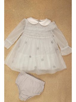 One Friday - Baby Girls Grey Embellished Dress with Bloomer (Set of 2)