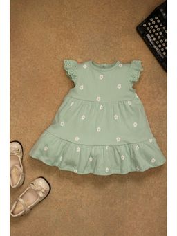 One Friday - Baby Girls Floral Mint Green Dress