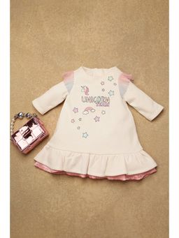 One Friday - Baby Girls Off White Printed Dress