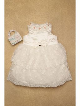 One Friday - Kids Girls Off White Embroidered Dress