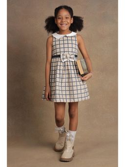 One Friday - Kids Girls Beige Checks Dress