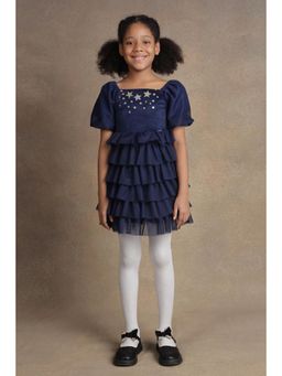 One Friday - Kids Girls Navy Blue Embellished Dress