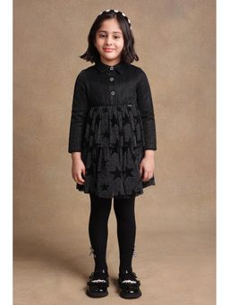 One Friday - Kids Girls Black Star Self Design Dress