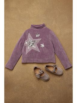 One Friday - Kids Girls Purple Embellished Top