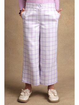 One Friday - Kids Girls Lavender Checks with Sequence Trouser