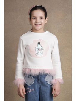 One Friday - Kids Girls Off White Printed Top