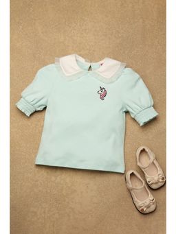 One Friday - Kids Girls Green Solid Top