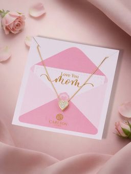 Carlton London - Gift Card Jewellery-18K Gold Plated Heart Shaped Cubic Zirconia Pendant With Chain