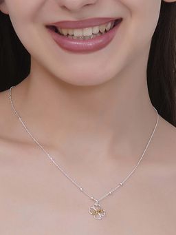 Carlton London - 18Kt Gold and Rhodium Plated Floral Pendant Necklace