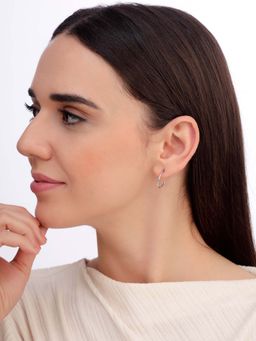 Carlton London - Women 925 Sterling Silver Rhodium Plated Half Hoop Earrings