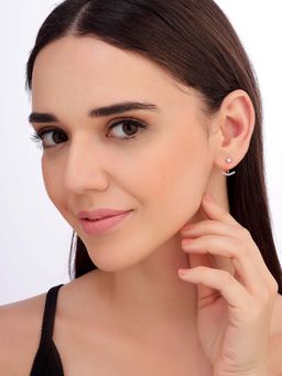 Carlton London - Women 925 Sterling Silver Rose Gold Plated Cz Jacket Drop Earrings
