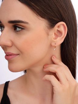 Carlton London - Women 925 Sterling Silver 18K Gold Plated Dangling Cz Drop Earrings